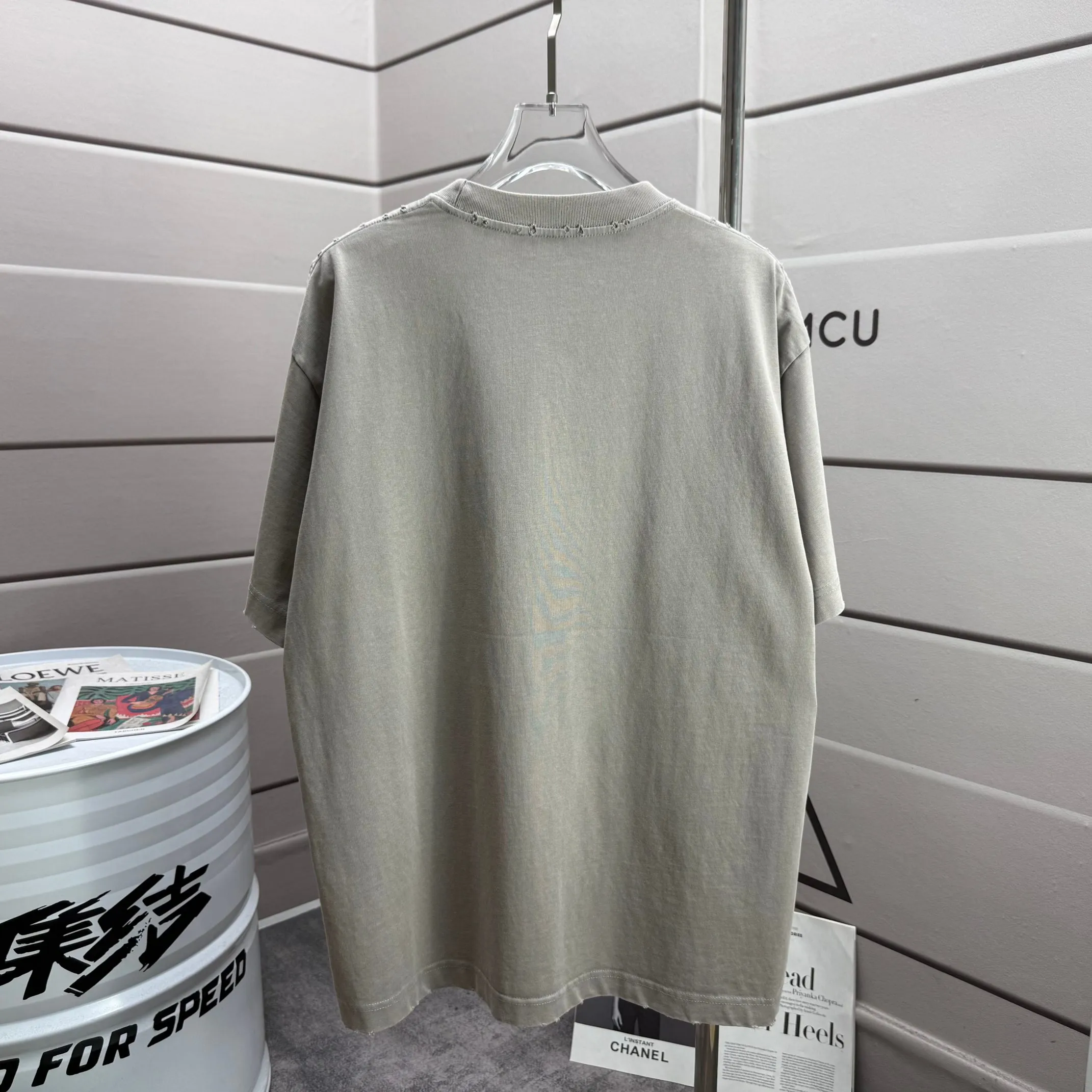 P160 Ston* islan* 石*岛 2025 autumn and winter new style, washed and worn 320g round neck short-sleeved tee, loose version for men and women, color: washed black, washed white, washed gray, washed brown gray Size: S M L XL XXL Size: S (90-130 catties) M (120-150 catties) L (140-165 catties) (160-180 catties) XXL (180-210 catties)
